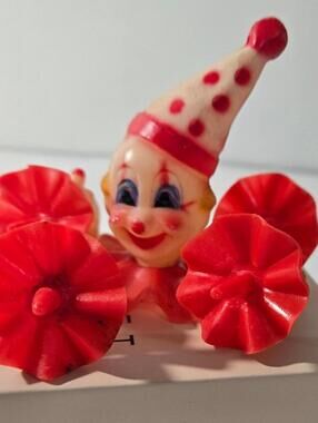 Clown Cake Toppers / Set of 5 / Antique Mid 20th Century / As Shown